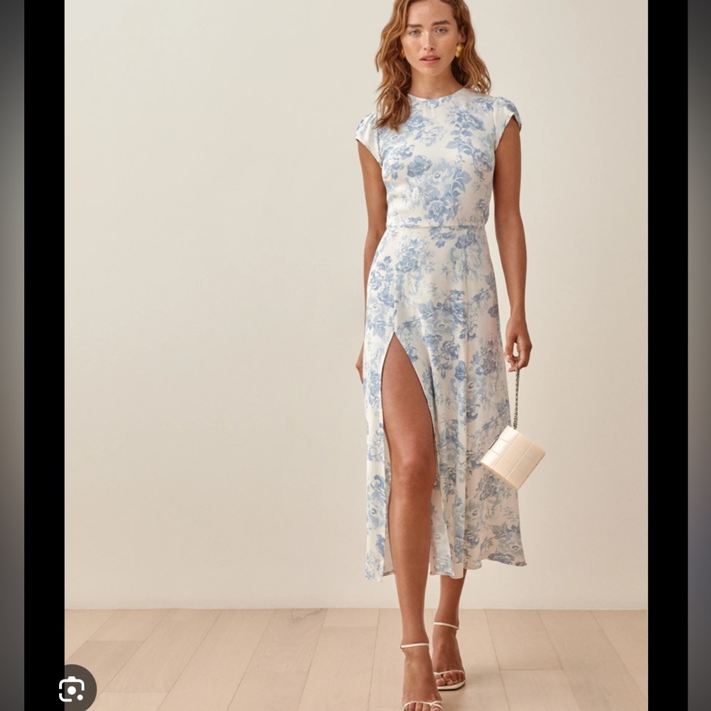 Reformation Blue and White Floral Midi Dress